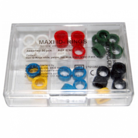 Polydentia Silicone Instrument Maxi ID Rings, Large, Black, 30pcs/box
